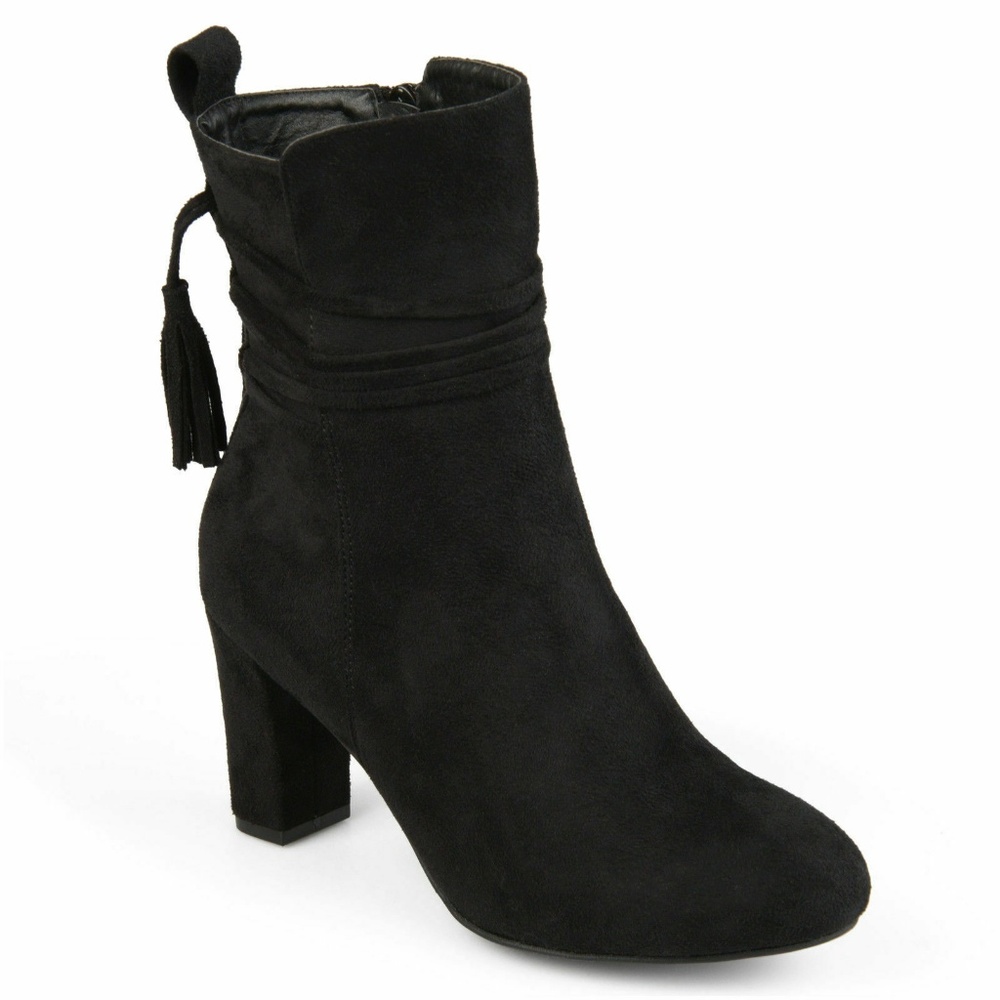 Brinley Co Womens 9 Faux Suede Wrap Tassel Bootie